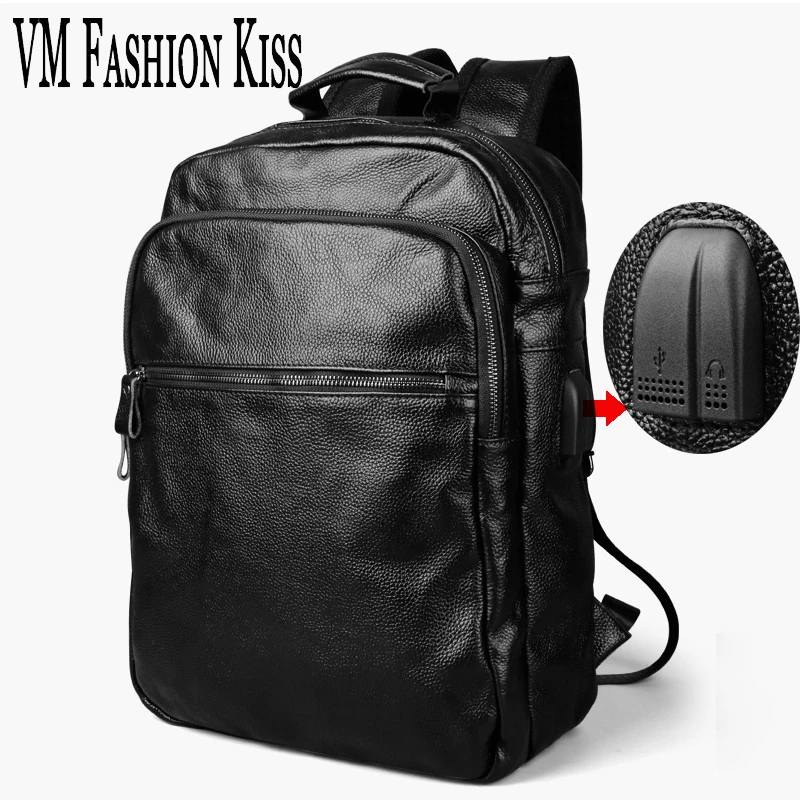 VM FASHION KISS Men's Backpack Business Travel Bag Genuine