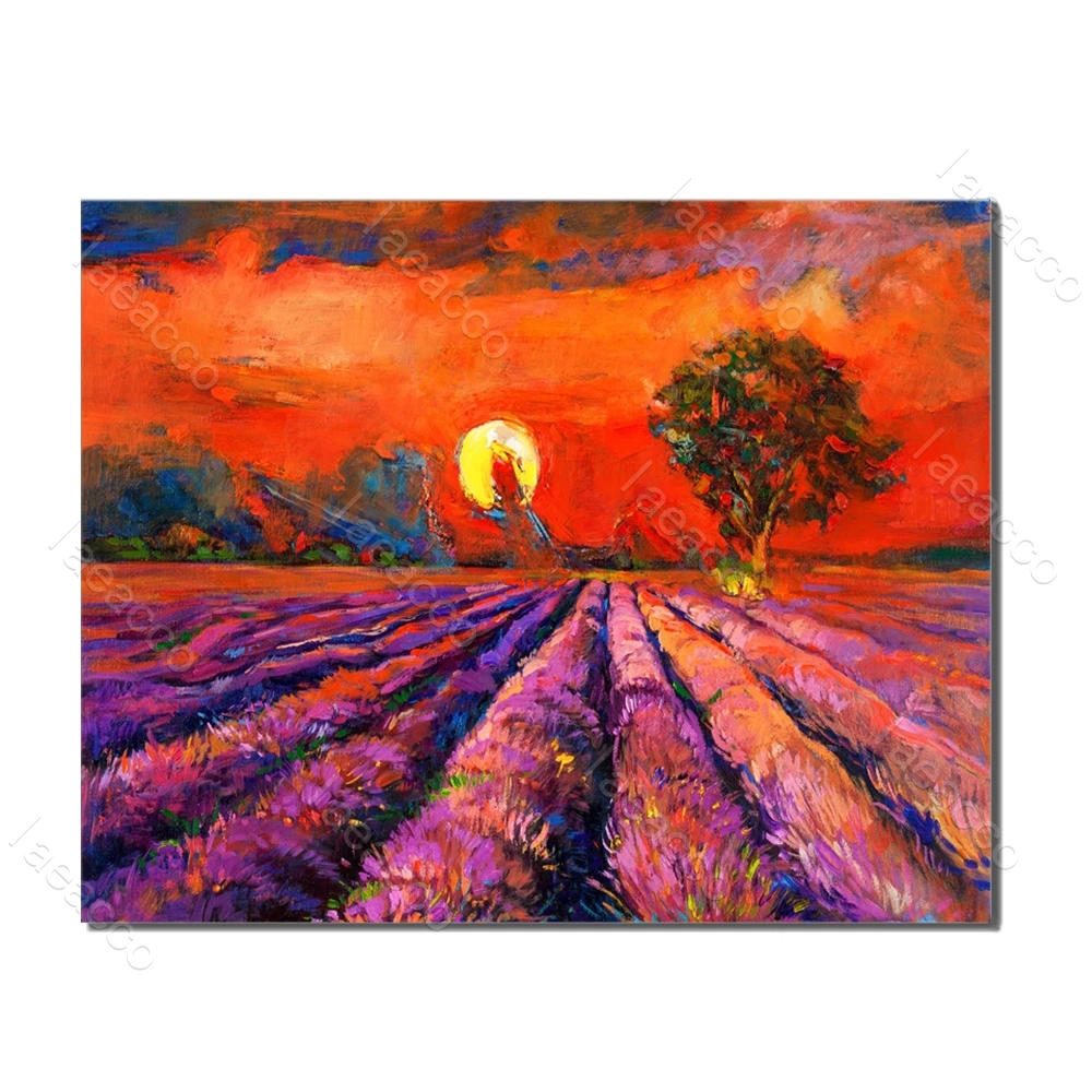 

Laeacco Flower Garden Posters and Prints Sunrise Rural Wall Artwork Canvas Painting For Home Living Room Decoration No Frame