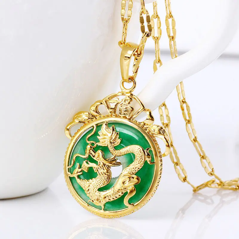 

Malaysian Jadeite Chinese Dragon Pendant Necklace Jewelry Gift