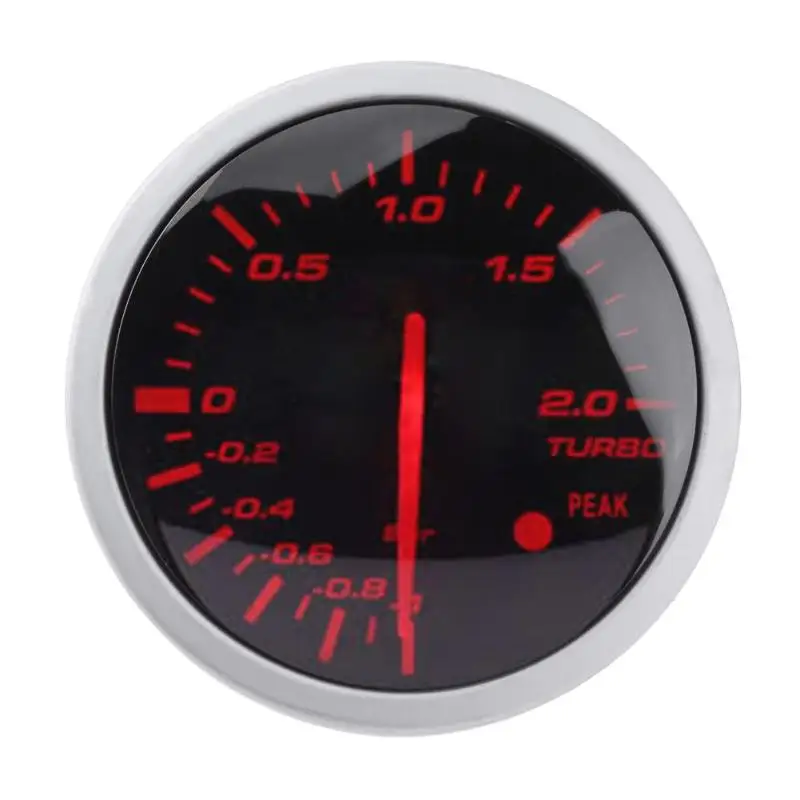 

Universal 60mm 2.5in Aluminum Alloy Racing Car Turbo Boost Gauge White+ Red Light Meter with Sensor Auto Accessories