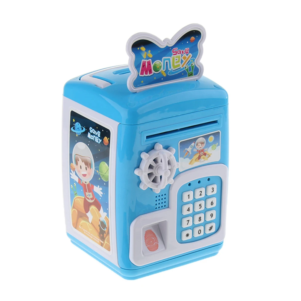 Электронные кодовые безопасные коробки-мини звук и свет Банкомат монета Краш игрушечная Копилка рождественские подарки-синий