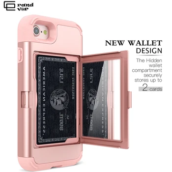 

Luxury 3 in 1 Case For iphone 7 6 6s plus cover TPU Hard PC New Wallet Design Shell Drop Protection With mirror Heavy Anti-knock