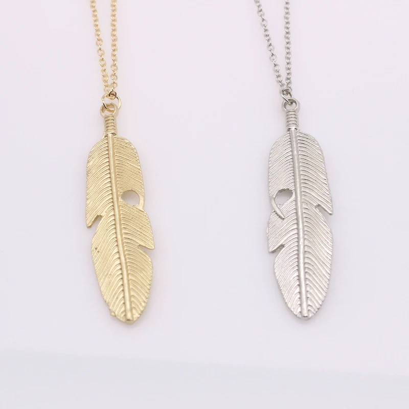 

Women Necklace Choker Fashion Jewelry Feather Pendant Chain Necklace Long Sweater Chain Statement Jewelry Necklace Women