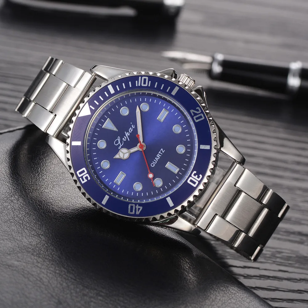 

Fashion casual stainless steel leather Men women watch Clock Lvpai luxury Casual Quartz Belt Watch Analog Wrist Watch A40