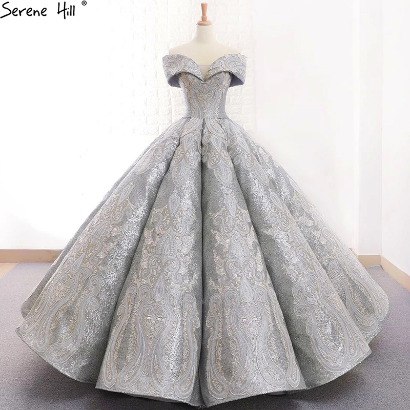 grey wedding gown