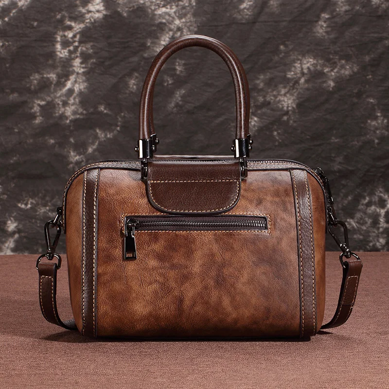 AETOO Leather vintage women's handbag, casual head-layer cowhide pillow bag, head-layer cowhide one-shoulder slanted women's bag