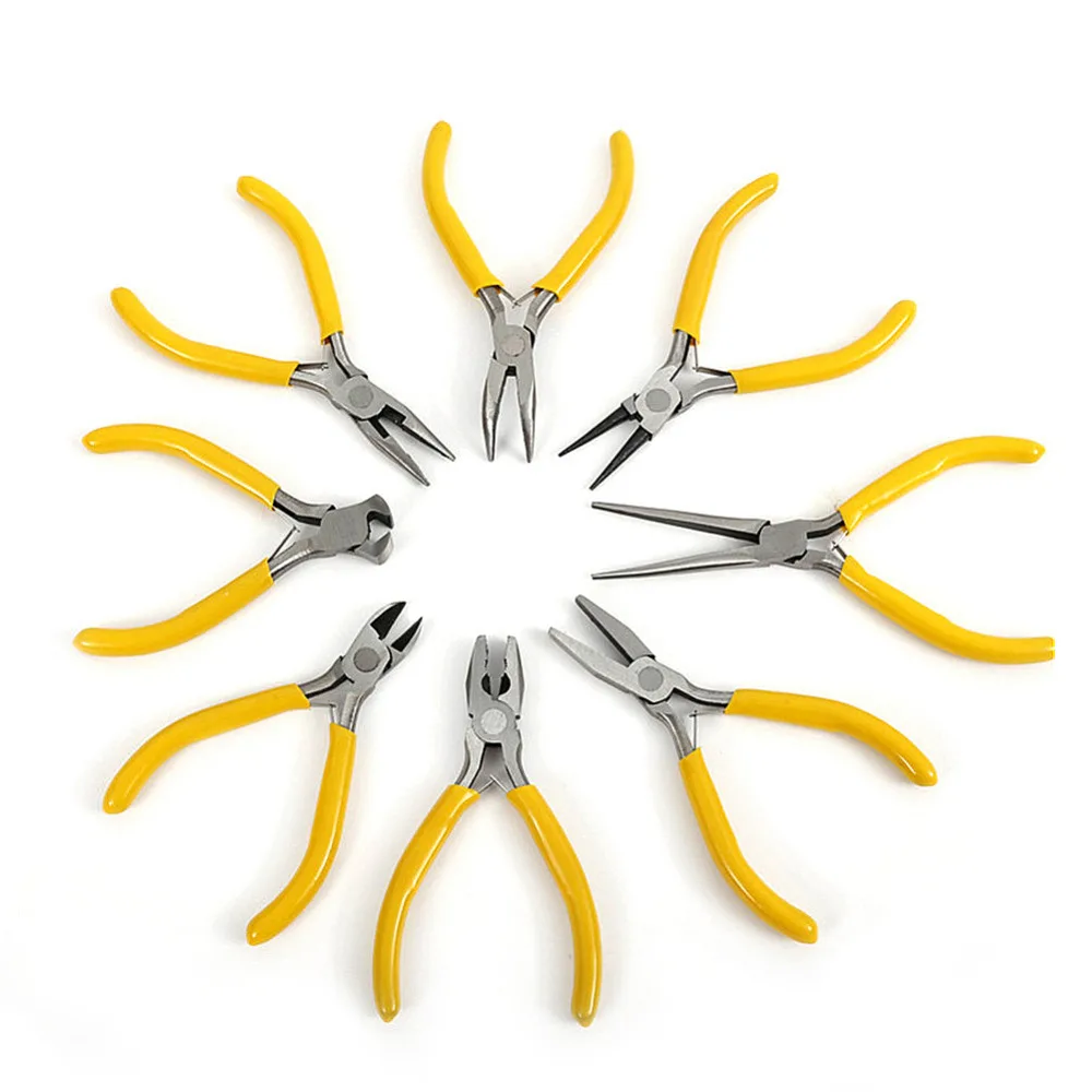 

Free Shipping 8PCS/Set Mini Yellow Bent Crimping Pliers For DIY Beading Jewelry Making Pliers Fit Tools