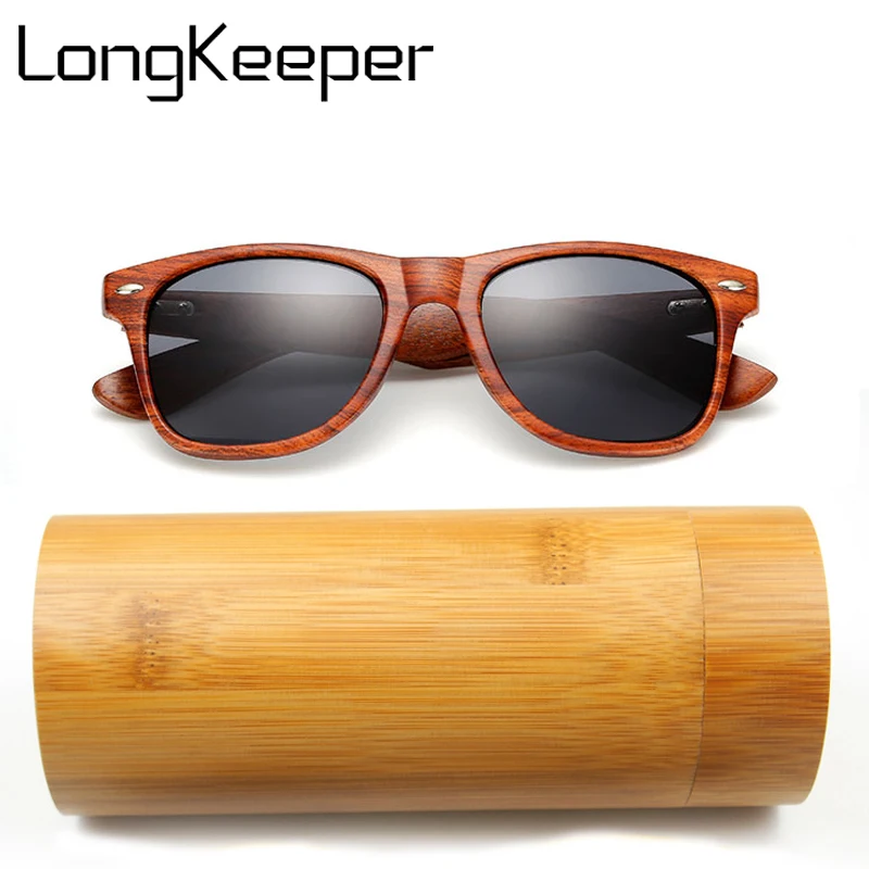 Black Gray Y Case Longketter Квадратные Солнцезащитные очки с деревянной оправой Новое поступление мужские и женские ретро Gafas ручной работы бамбуковые деревянные солнцезащитные очки - Цвет линз: Black Gray Y Case
