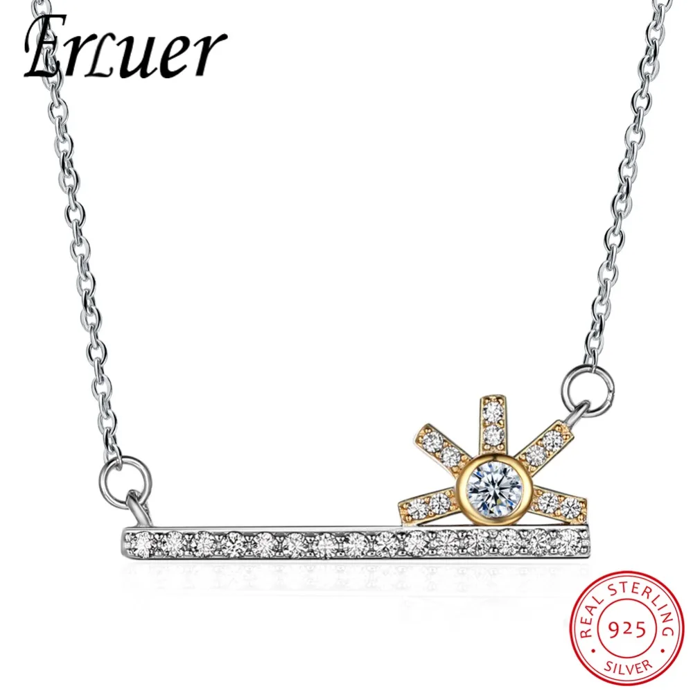 

ERLUER 925 sterling silver Two-color Brand Clear Shape lover mother gift Party fashion CZ Pendant Necklaces for Women Jewelry