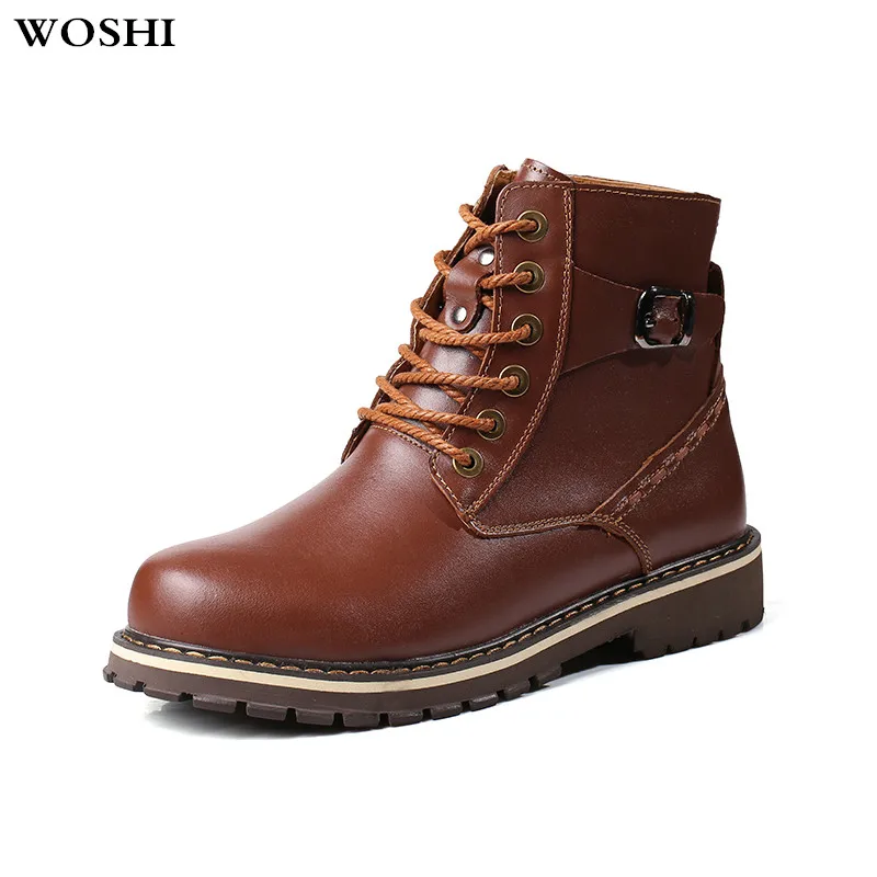 

Winter genuine Cow Leather Men Boots fashion Lace-Up Keep Warm Plush Snow Boots outdoor Motorcycle Ankle Boots Men Shoes k4