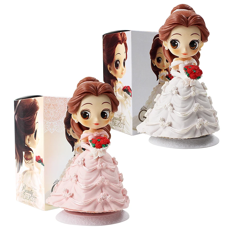 Figurines De La Belle Et La Bete Q Posket Robe De Mariee Style Reveur Poupees Miniatures Blanches Et Roses De 14cm Aliexpress