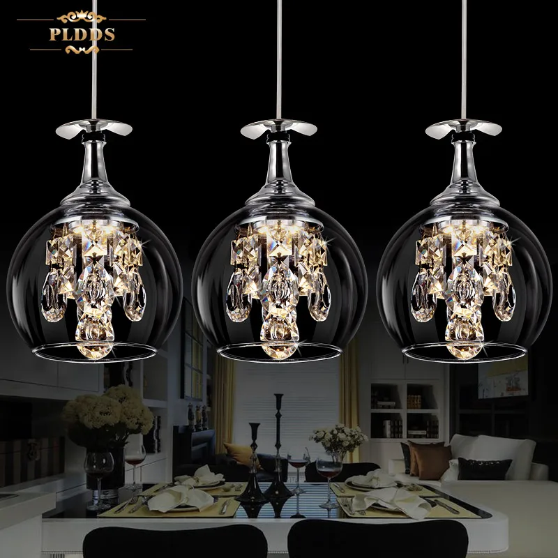 

Modern fashion dining room K9 Crystal 5w LED Chandelier lamp DIY home deco living room clear glass cup Chandeliers light Fixture