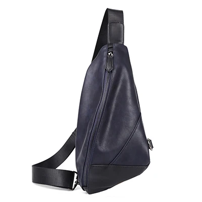 Мужская нагрудная сумка в стиле ретро из искусственной кожи, сумка на одно плечо, водонепроницаемая дорожная мужская сумка-мессенджер, нагрудный карман, сумка через плечо - Цвет: Blue