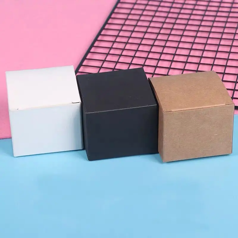 

20pcs 17 sizes Brown/White/Black Blank Kraft Paper Box for Cosmetic Packing Valves Tubes Craft Candle Gift Packaging Boxes