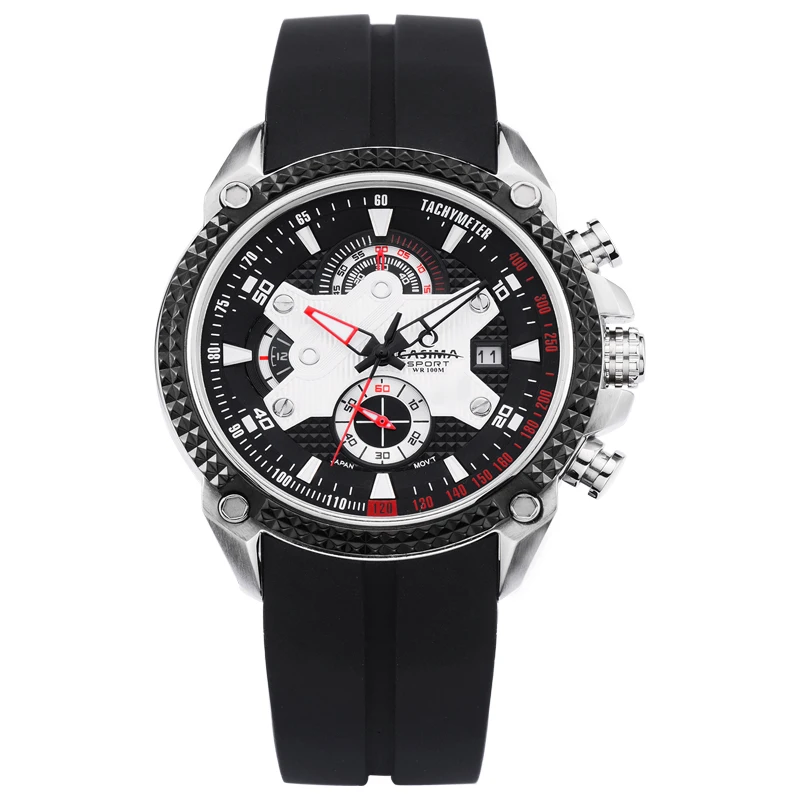 

CASIMA luxury brand fashion sport silicone chronograph calendar men's watches waterproof luminous with clock box8207