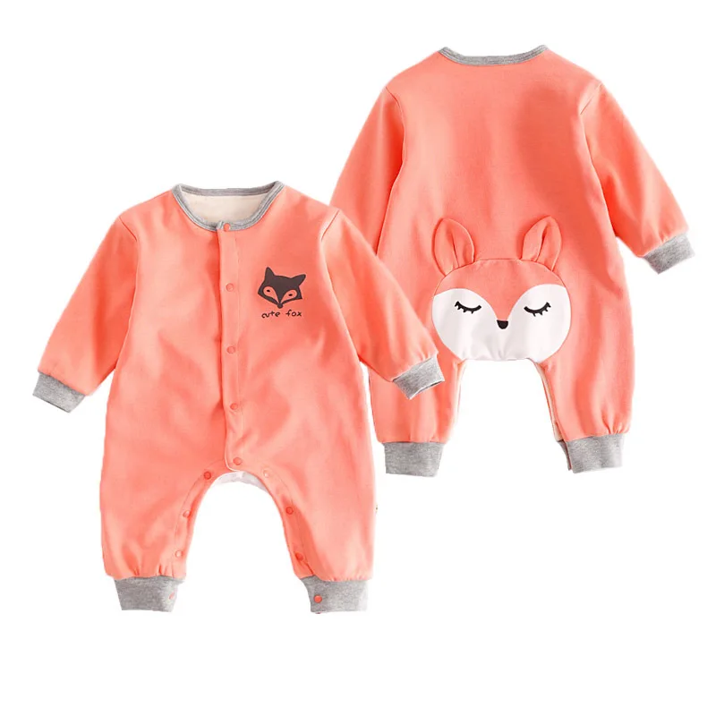 

Double Layers Warm Baby Rompers Boys Girls Cartoon Fox Long Sleeve Jumpsuit New Born Baby Outfits Winter Thicken Clothing