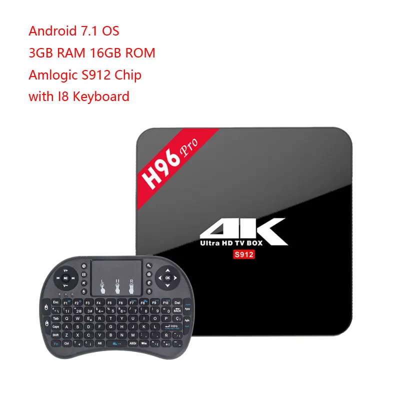 H96 Pro ТВ коробка inteligente 2 ГБ/3 ГБ/16 ГБ Amlogic S912 Octa Core android 7,1 ТВ коробка 2,4 г/5,8 ГГц Wi-Fi, BT4.1 4 K Декодер каналов кабельного телевидения - Цвет: 3GB 16GB TV BOX I8