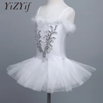 

YiZYiF Kids Girls Ballet Tutu Dress Sequined ballerina leotard Spaghetti Shoulder Straps Beads Dance Leotard Gloves Hair Clip