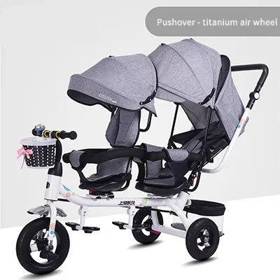 Брендовая детская коляска для близнецов, многофункциональная трехколесная коляска для детей 1-5 лет - Цвет: S