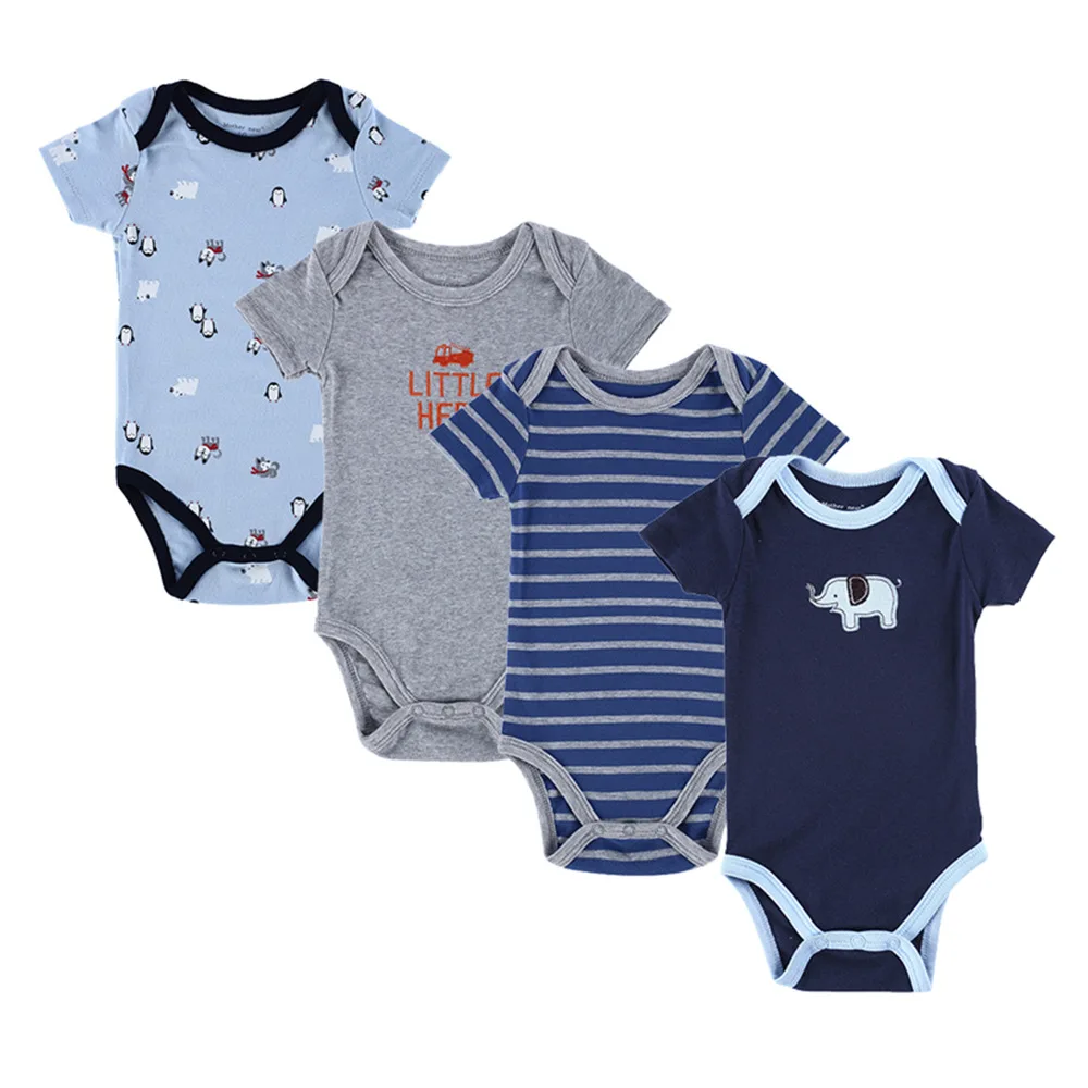 

4pcs/set , 100% 0-12M Baby Bodysuits Cotton Infant Short Sleeve Jumpsuit Body for Babies Newborns Baby