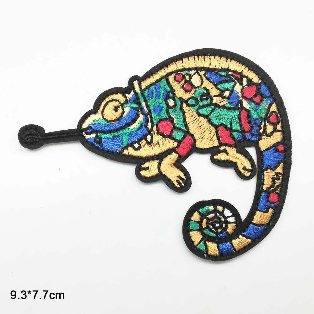 

Colorful Chameleon Animal Iron On Patches Embroidered Clothes Patch For Clothing Clothes Woman Girl Garment Apparel Accessories