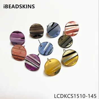 

New arrival! mix color 16mm 100pcs/lot acrylic stripe coin-shape Stud earring/earrings accessories for Earrings DIY