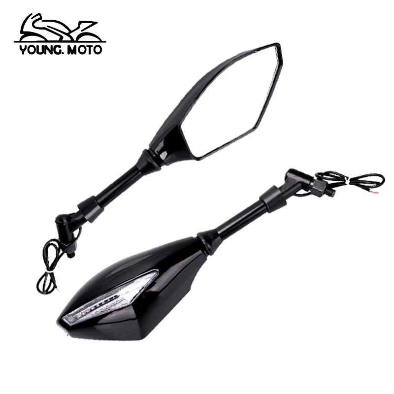 Pair 10mm Motorcycle Rear View Mirror Amber LED Turn Signal Light