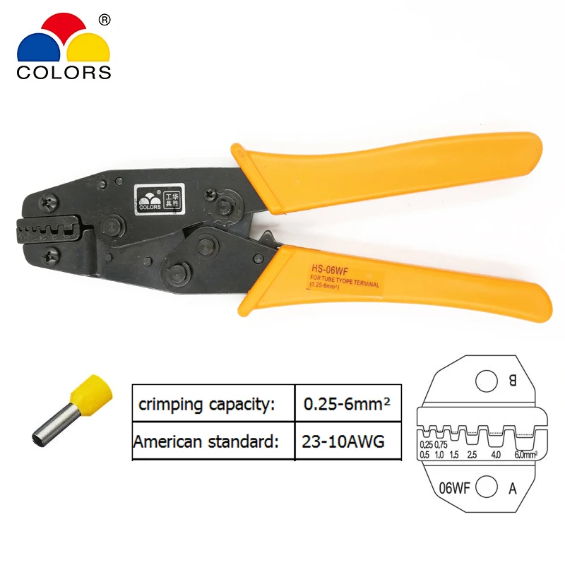 COLORS HS 06WF crimping pliers for insulated and non insulated ferrules