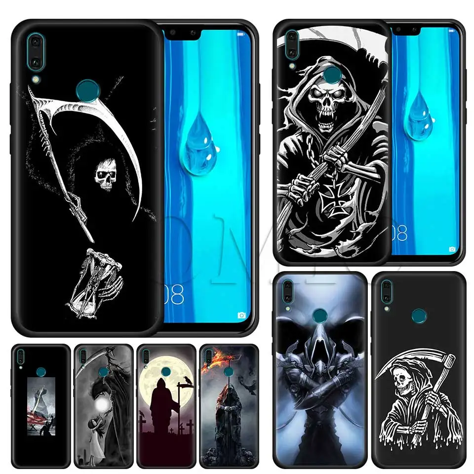

Grim reaper skull Black Case for Huawei Honor Y9 Y7 Y6 Y5 2019 Honor 20 Pro 10 20 Lite 8X V20 Silicone Case