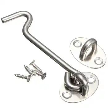 

Stainless Steel Cabin Hook And Eye Latch Lock Shed Gate Door Catch Silent Holder