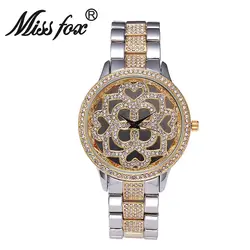 Miss Fox золото Часы Для женщин Роскошные Кварцевые наручные часы дамы Сталь Часы Montre Femme для женщин Relogio feminino hodinky Saat