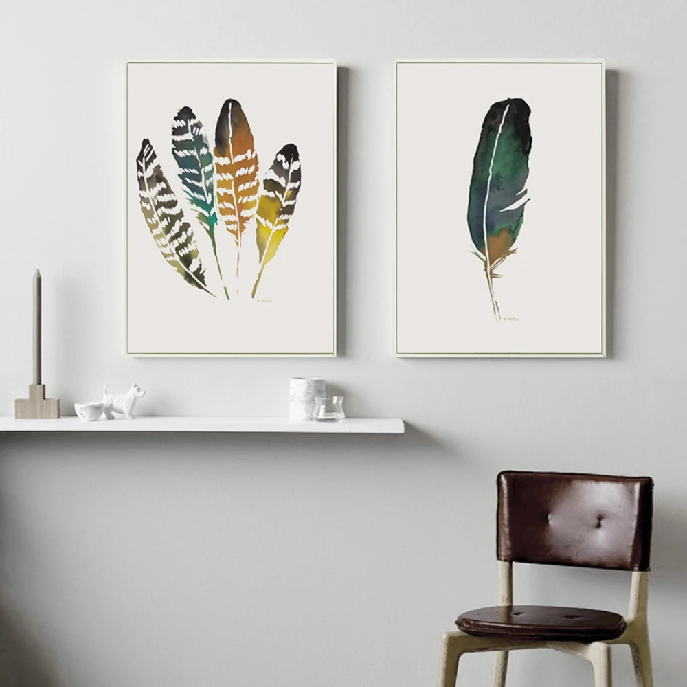 Watercolor Feathers Canvas Poster Nordic Art Painting Home Wall Decor Watercolor Feathers Canvas Poster Nordic Art Painting Home Wall Decor