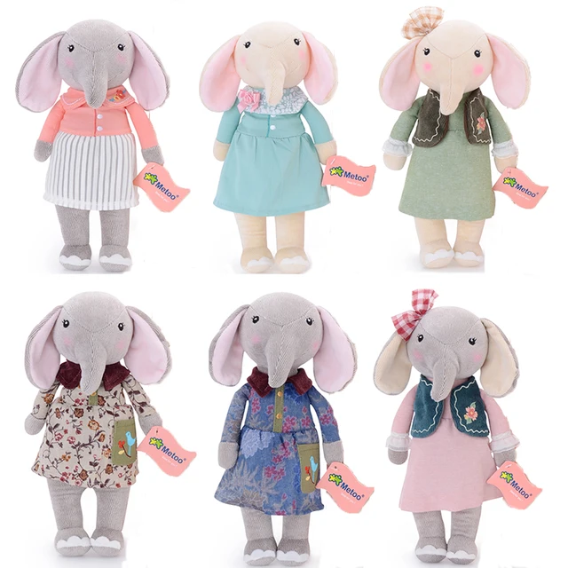 metoo elephant dolls dreaming girl wear cloth pattern skirt plush