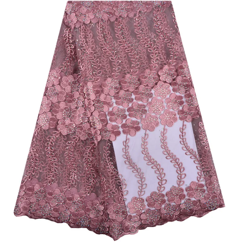 

Top Sale Onion Fashion Nigerian Laces Fabrics High Quality African Stones Laces Fabric Wedding African French Tulle Lace F1398