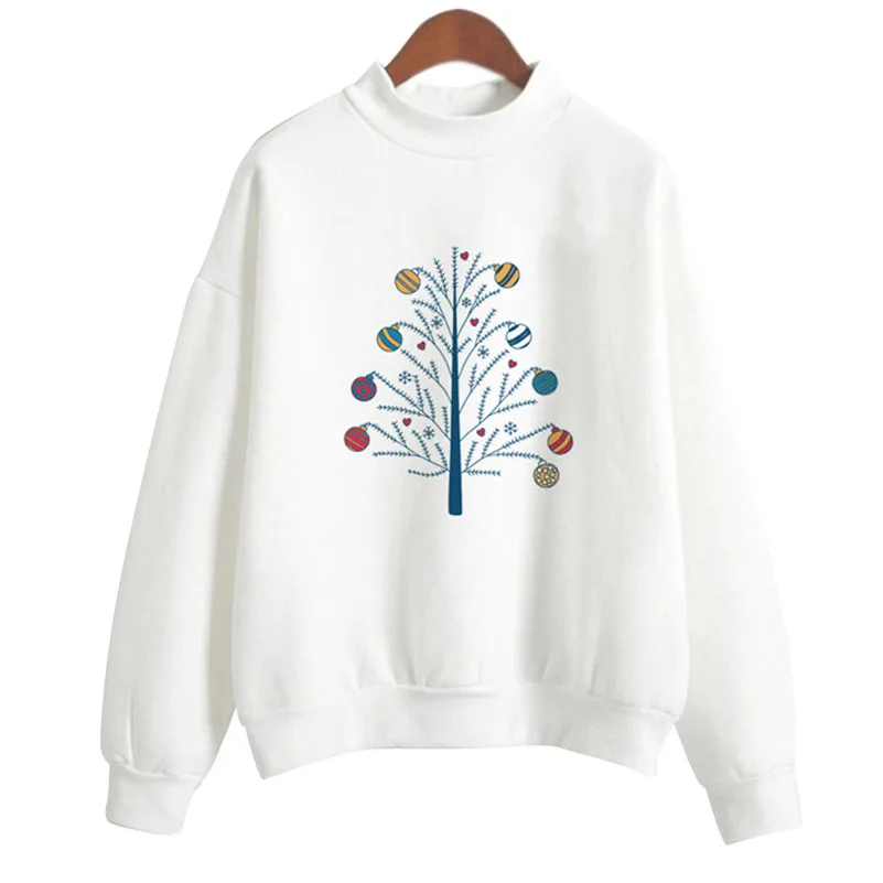Women Christmas Print Long Sleeve Ladies Pullover Tops Shirt
