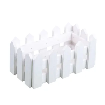 

white wood fence simulation flower arrangement flower wood flower pots meat plant small fence flower pots