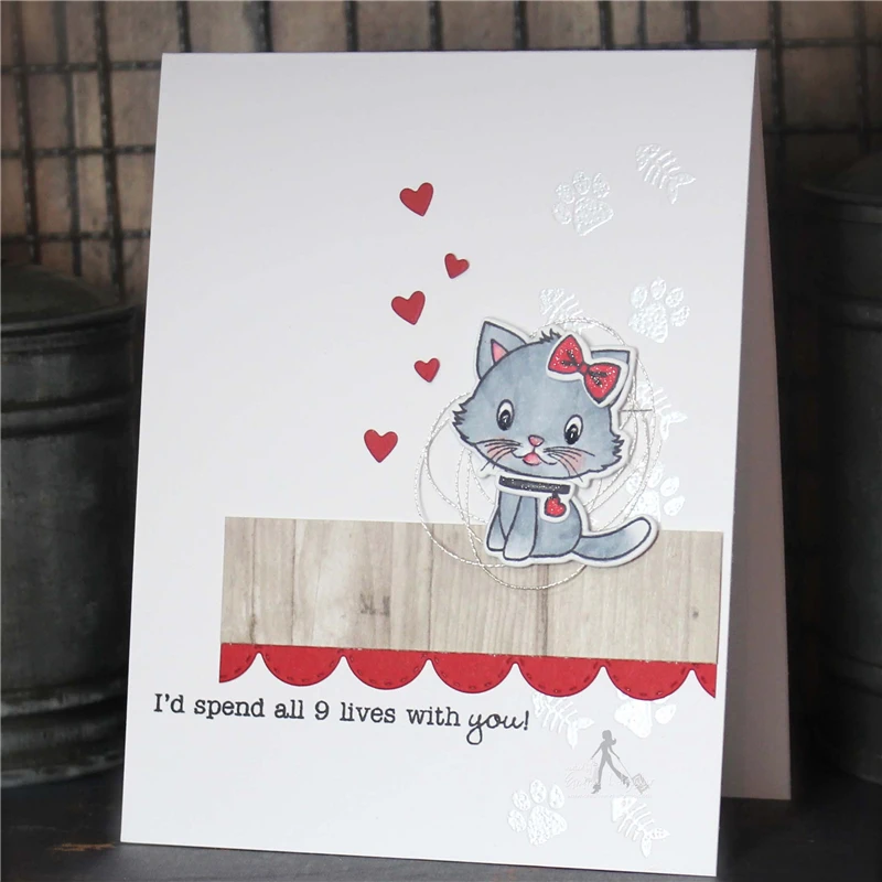 

Eastshape Meow Cat Metal Cutting Dies with Clear Stamps for Craft Dies Scrapbooking Card Album Stencil Cutting Dies New 2019
