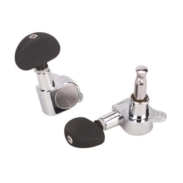 6PCS 3L3R Chrome Guitar String Machine Heads Tuning Pegs Keys Tuners with Black Buttons for Acoustic, Electric Guitars
