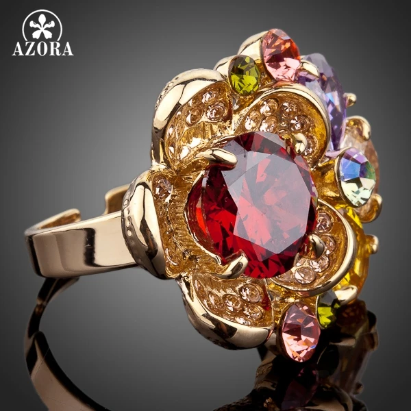 Женское кольцо с австрийским кристаллом разные цвета|gold color|ring sizerings adjustable size |
