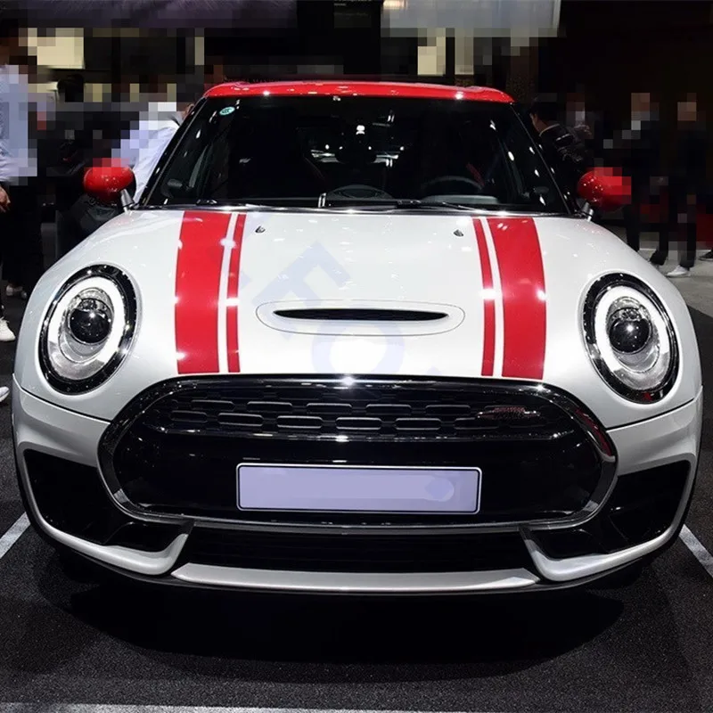 Декоративная наклейка на капот для стайлинга автомобиля цветные полосы KK MINI Cooper S