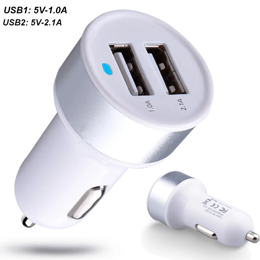 Usb car charger 12 24V automotive battery charger Car 12V to 5V 2.1A,1A