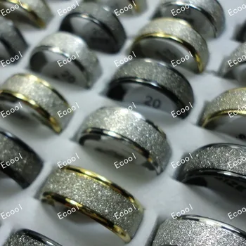 

20pcs/Lot Never fade scrub Frosted Stainless steel Wedding Rings For Women or men wholesale Jewelry Ring Lots LR308