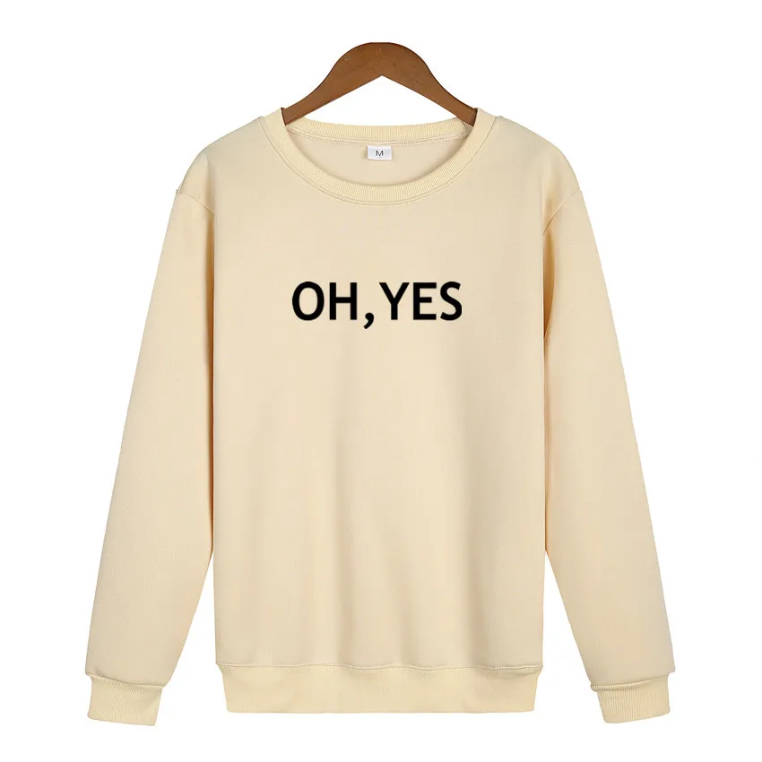 

Oh Yes Letter Harajuku Casual Coat Two Layers Hat New Fashion Winter Fleece Pullover Thick Loose Men Women Hoodies Sweatshirt