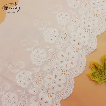 

5yards/lot 21cm width 100% Cotton embroid lace sewing ribbon trim fabric warp knitting DIY Garment Accessories free shipp RS1863