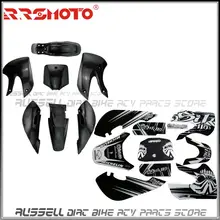 KLX110-calcomanías adhesivas + juegos de guardabarros negros para Kawasaki KLX110 y KX65, piezas de MOTO Dirt Pit Bike