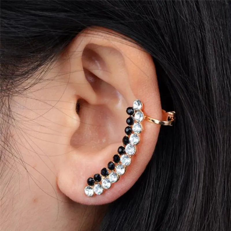 imixlot 1 PC Popular Black White Crystal Ear Hanging Piercing For Women