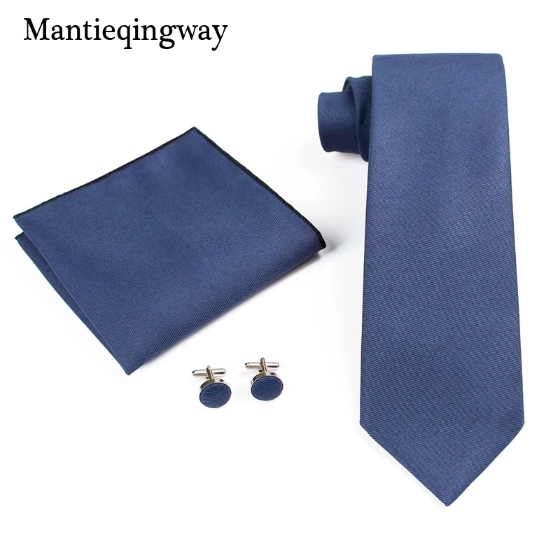 Mantieqingway полиэфир комплект шейных платков для мужчин деловой шейный Галстук платок Запонки Свадебные банты карман квадратный шейный платок галстук