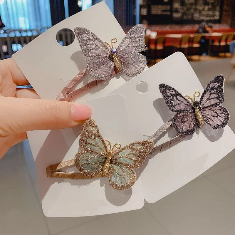 

Embroidery Butterfly Shiny Hair Clips For Women High-end Hair Accessories Rhinestone Hairpins Bows Flower Hairgirps Barrette
