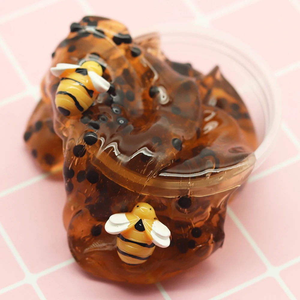 

60ml Transparent Crystal Mud Honey Bee Slime Mud Montessori Mixing Cloud Slime Putty Clay Relax Toys For Children DIY Craft Toys