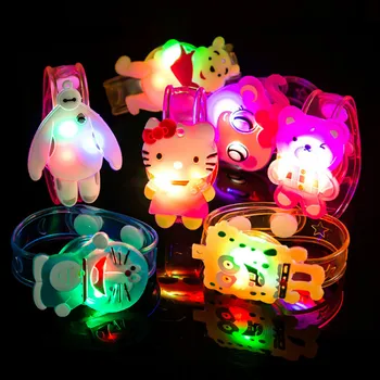 

20pcs/set Cartoon watch LED Glow light up emitting Hand Ring toys Wristband Bracelet Kid Fluorescent Halloween Flashing Party